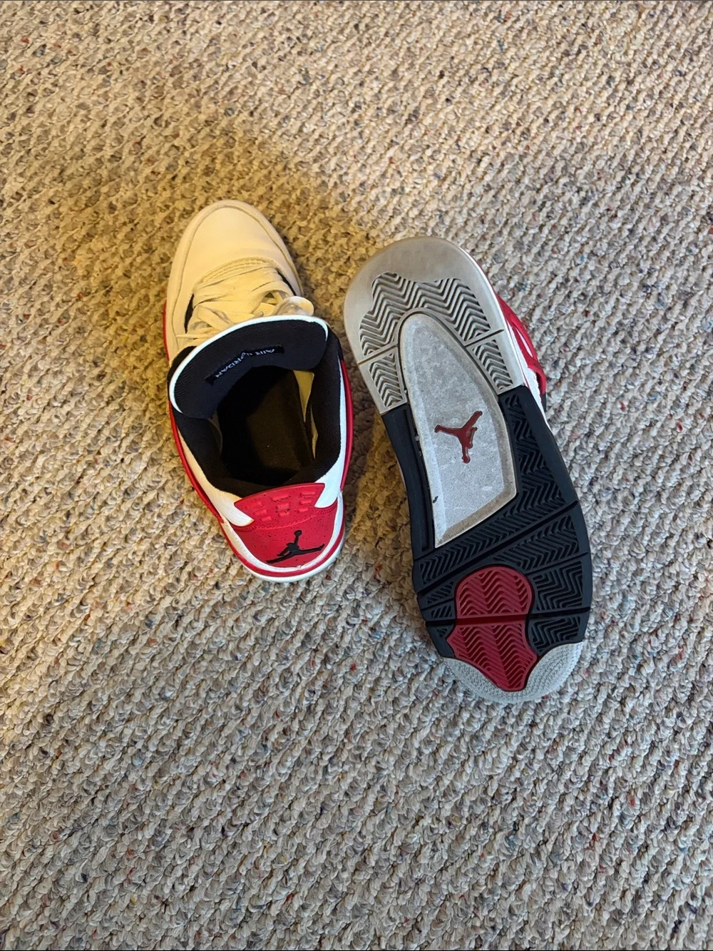 Jordan Men's White Black Red Athletic Basketball Shoes